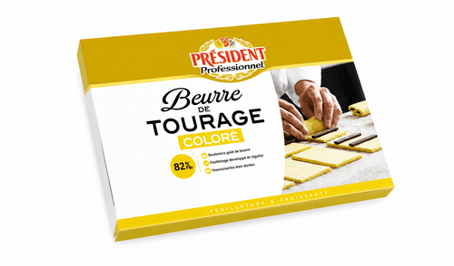 Beurre de Tourage Coloré Président Professionnel 82% MG – Plaque 2 kg - Beurredor