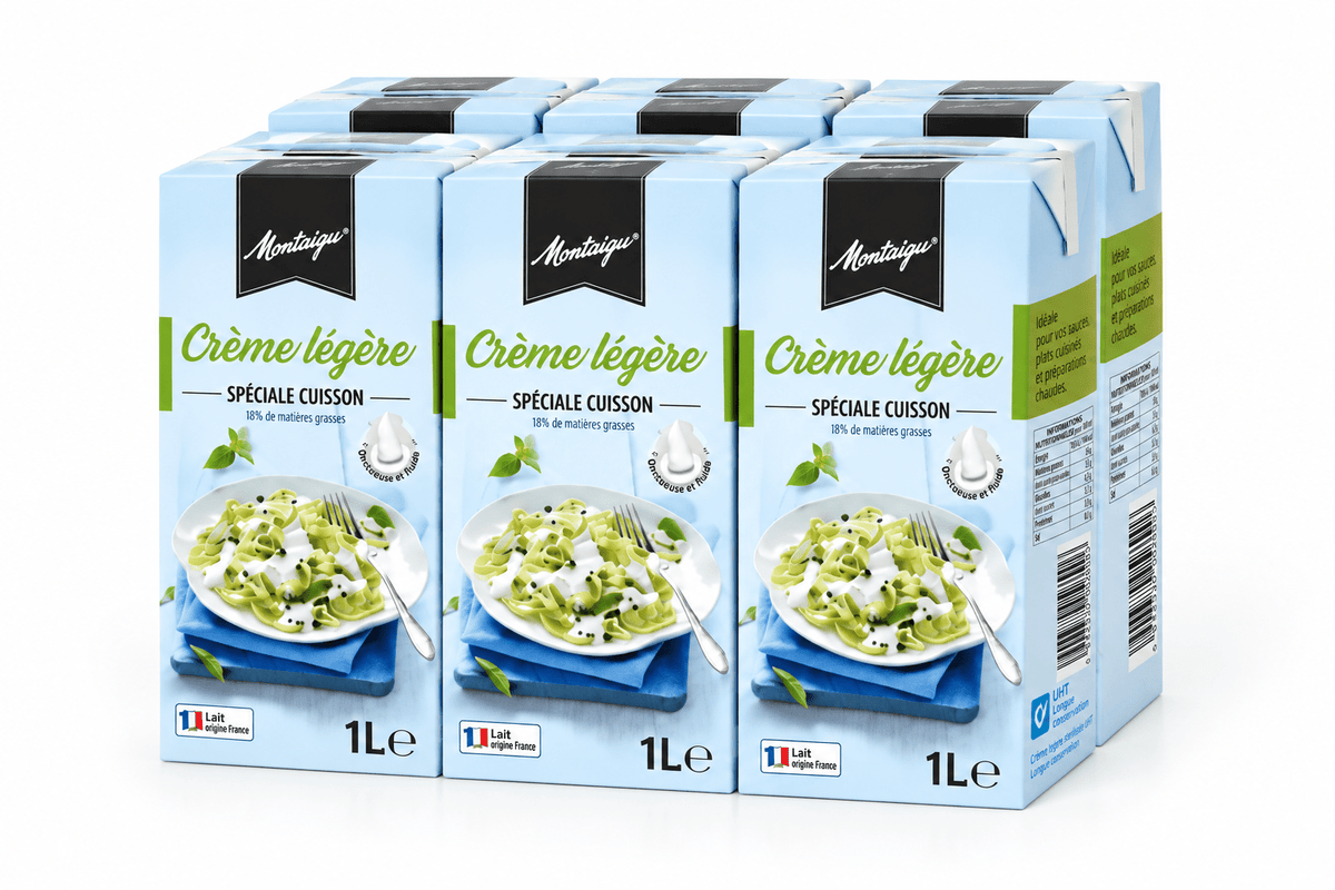Crème UHT Montaigu 18 % — Pack de 6 × 1 L - Beurredor