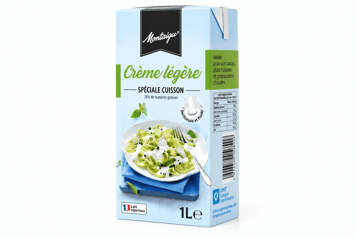 Crème UHT Montaigu 18 % — Pack de 6 × 1 L - Beurredor