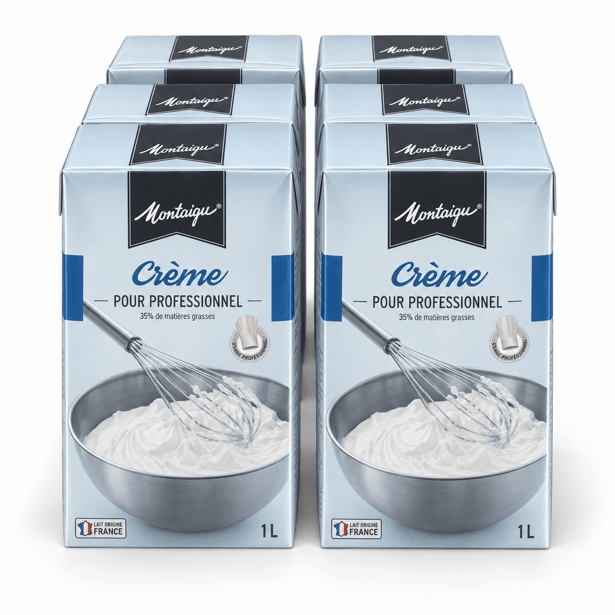 Crème UHT Montaigu 35 % — Pack de 6 × 1 L - Beurredor