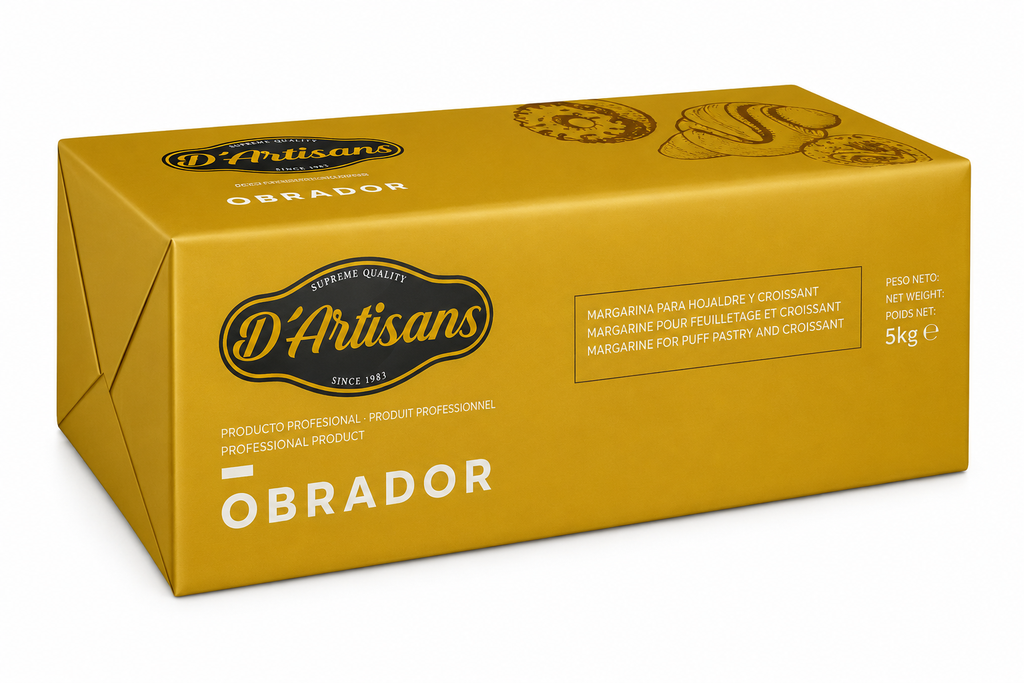 OBRADOR Beurre Margarine Feuilletage 82,5% MG – Carton 5 kg (4 x 1 kg)