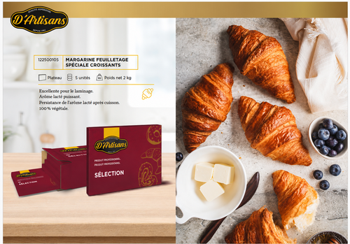 Beurre Margarine de Feuilletage Spéciale Croissants D'Artisans Sélection – 10 kg (5 x 2 kg)