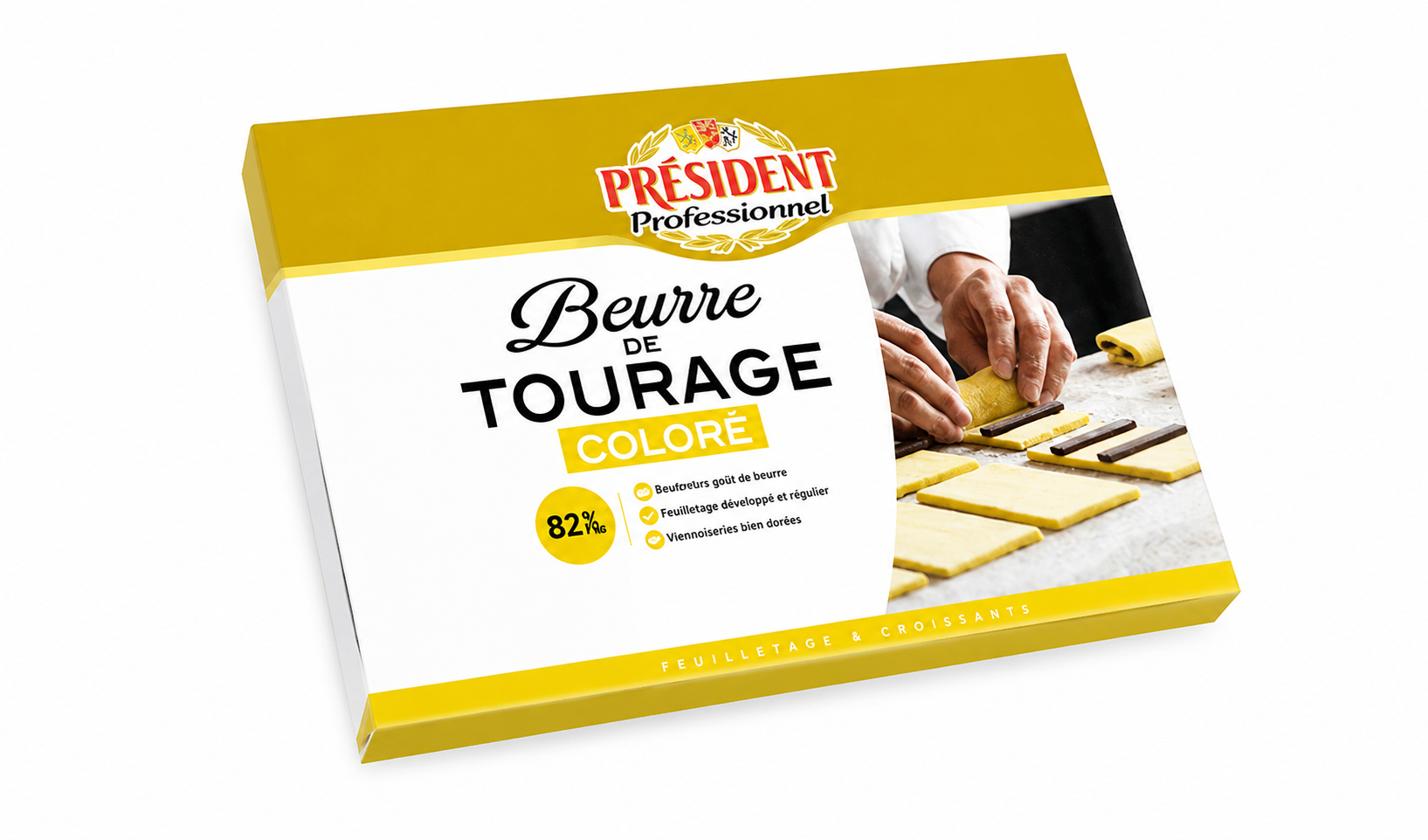 Beurre de Tourage Coloré Président Professionnel 82% MG – Plaque 2 kg