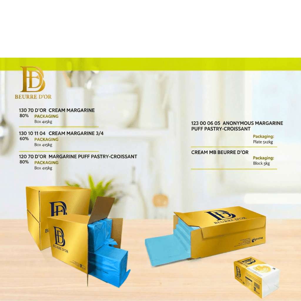 Margarine Opus Feuilleté 60% MG – Carton 10 kg (5 x 2 kg) - Beurredor